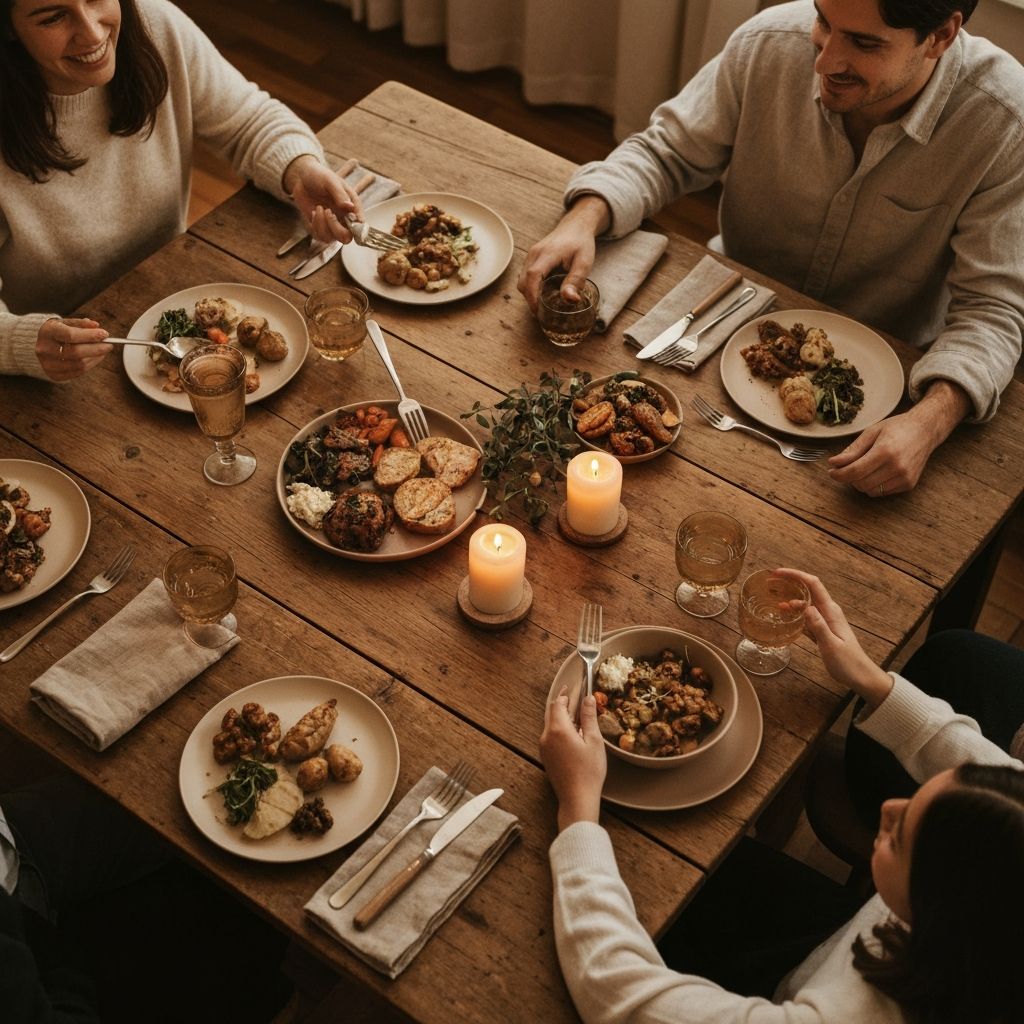 Family dinner with shatterproof melamine plates